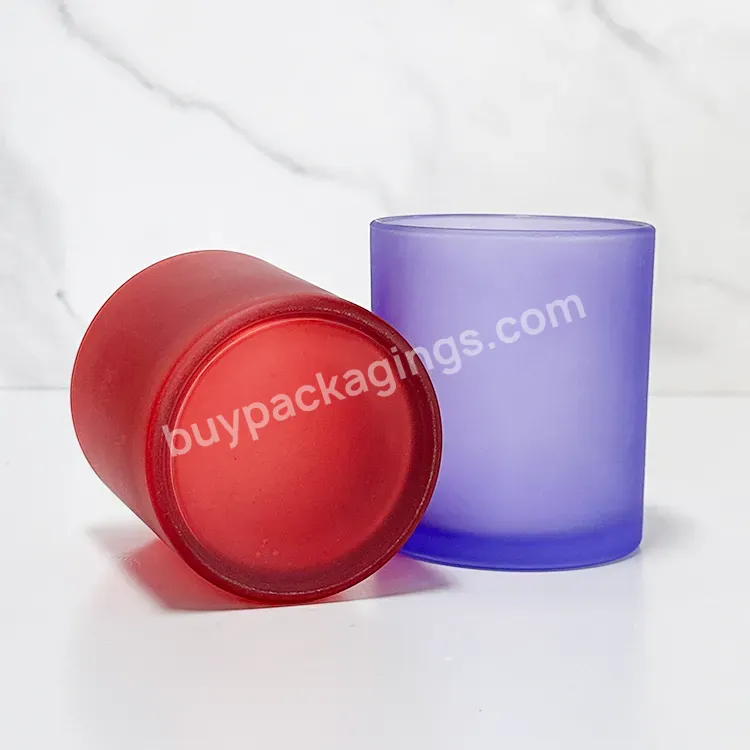 New Product Glass Wide Mouth Candle Jar Red Purple Round Glass Container Jar With Metal Lids