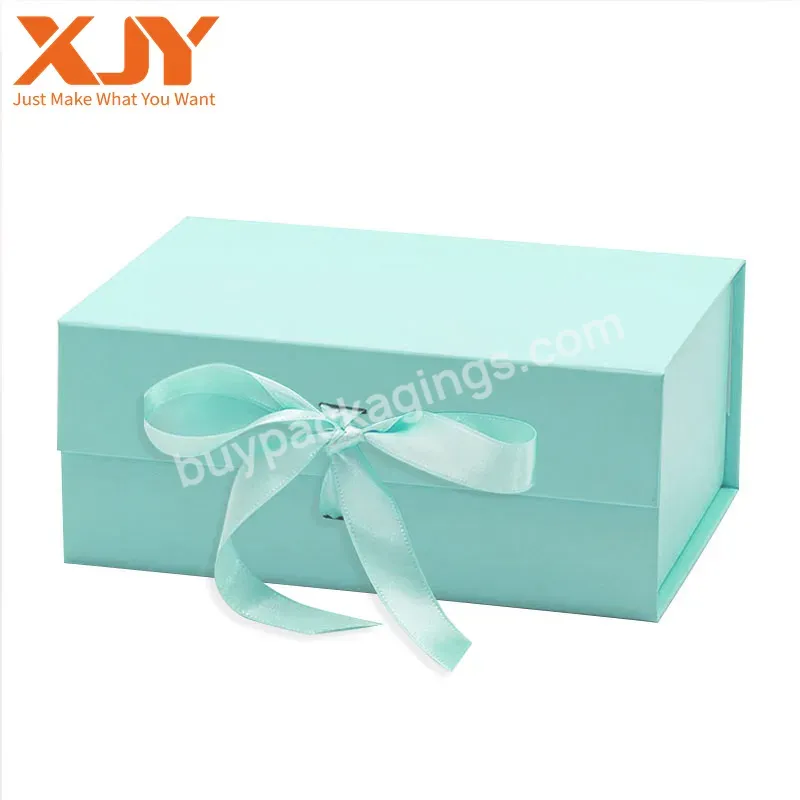 New Product Square Blue Bow Custom Gift Box Color Printing Valentine's Day Exquisite Blue Paper Valentine's Day Exquisite