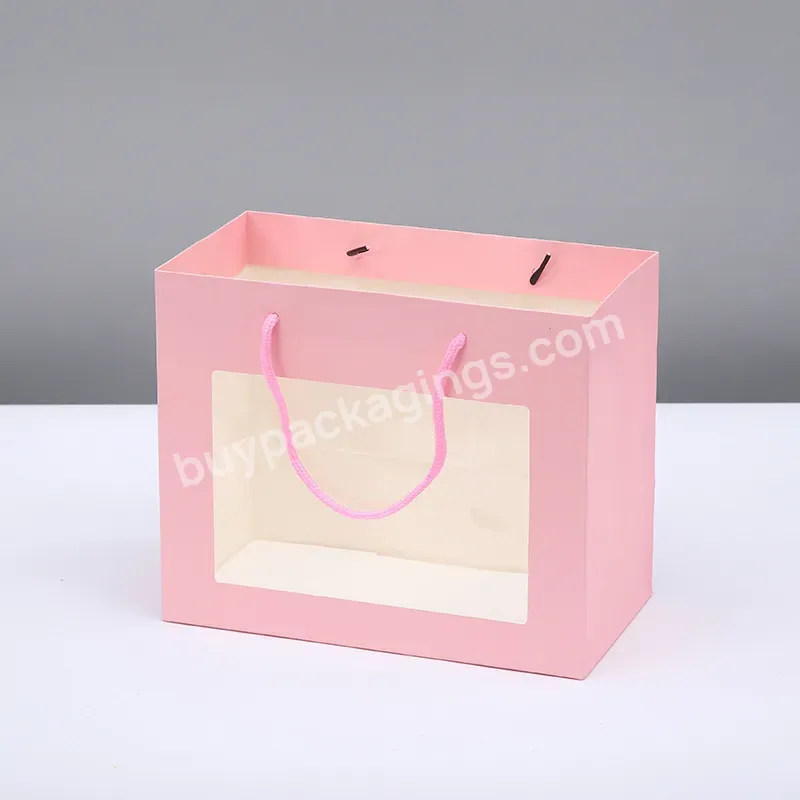 New Product Window Opening Tote Small Fresh Solid Color Holiday Gift Bag Compact Lightweight Cake Baking Bag