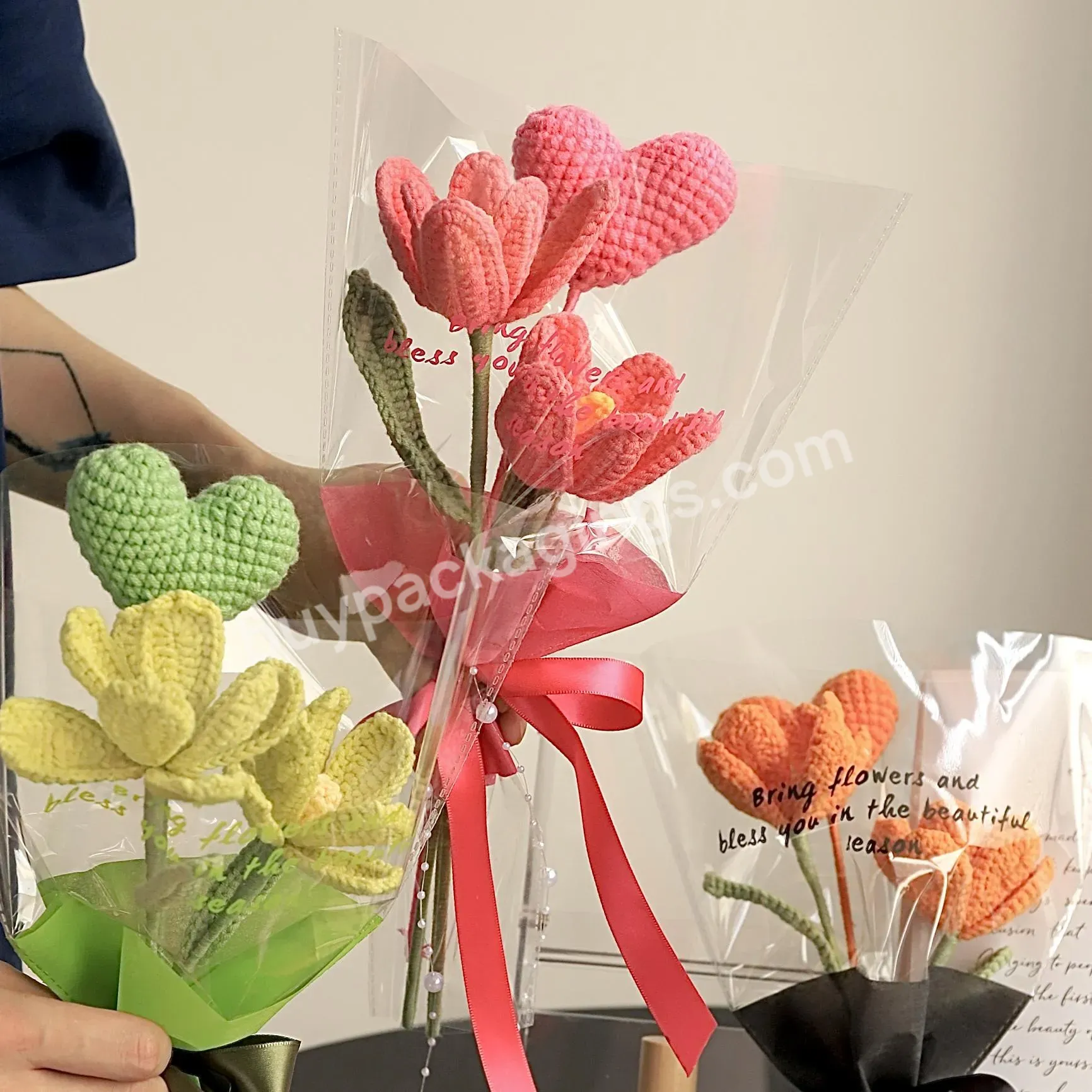 New Release Transparent Opp Single Flower Bag 20pcs/bag Flower Wrapping Bag For Florist Wrapper