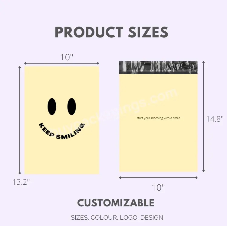 New Smiley Face Pattern Courier Mailer Bags Custom Frosted Polybag For Clothing