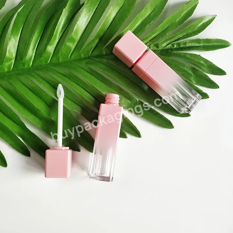 New Style 10ml Empty Custom Gradient Pink Square Clear Lip Gloss Tube Container Gloss Tubes