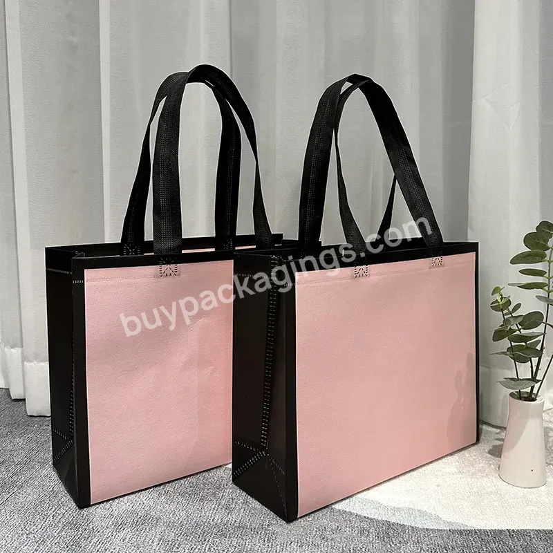 New Style Fashionable Reusable Recyclable Waterproof Pink Women Clothing Shopping Non Woven Bag For Gift Packing