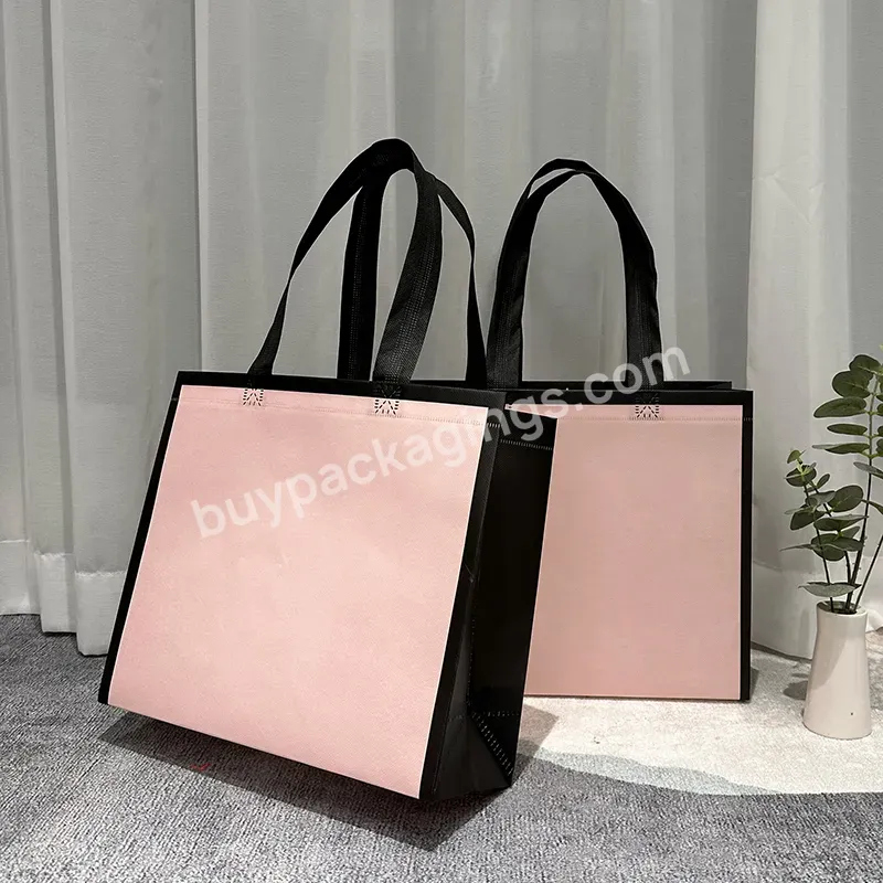 New Style Fashionable Reusable Recyclable Waterproof Pink Women Clothing Shopping Non Woven Bag For Gift Packing