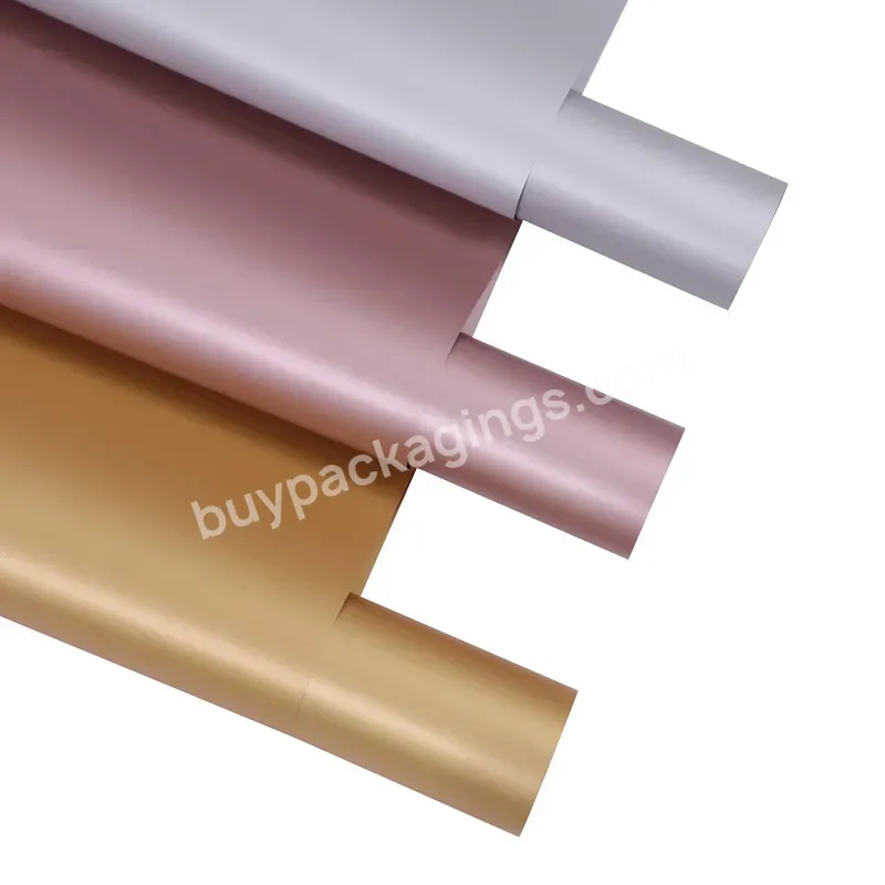 New Style Gold Flower Wrapping Paper Double-sided Gilt Waterproof Ouya Paper Bouquet Packaging Materials Wholesale