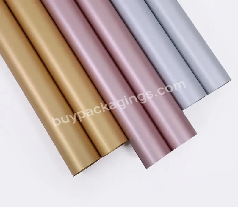 New Style Gold Flower Wrapping Paper Double-sided Gilt Waterproof Ouya Paper Bouquet Packaging Materials Wholesale