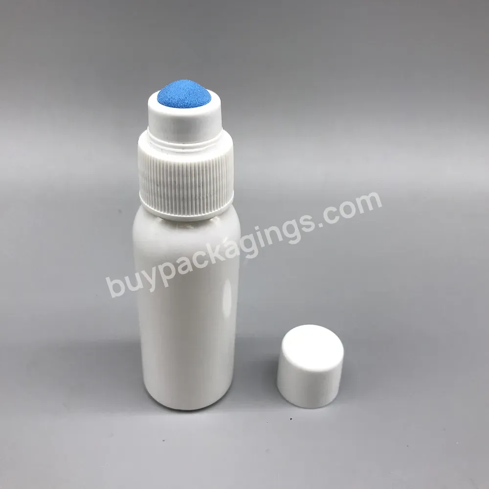 New Style Manufacture 1oz 30ml Pet White Plastic Dauber Painting Sponge Applicator Bottle With White Lid