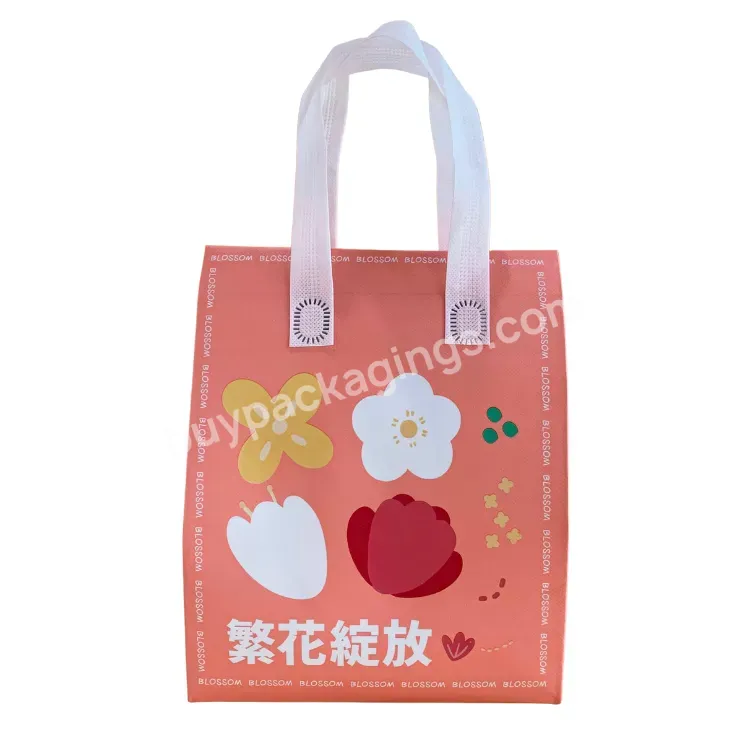 New Style Pink Fashionable Reusable Ecological And Keep Warm Foldable Non Woven Cooler Bag Customized Thermal Insulated Bag