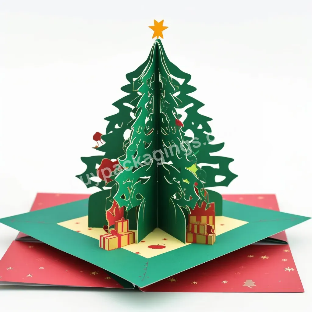 New Styles Handmade Greeting Card Custom Printing Christmas Tree Ornament Set Christmas Cards 3d