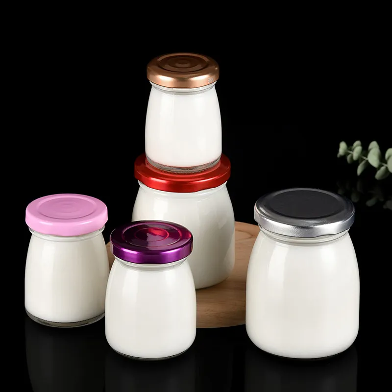 New thickened glass yogurt bottle with lid milk bottle coffee cup milk bar fresh milk tea bottle