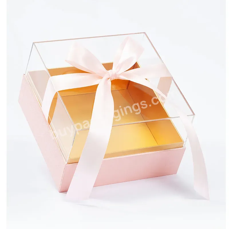 New Transparent Acrylic Round Square Flower Box Flower Packaging Gift Hand Flower Box Valentines Day