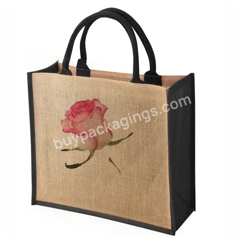 New Trend Tote Bag With Button With Cotton Logo Jute Gift Packing Bag With Customized Logo Natural Burlap Jute Bag