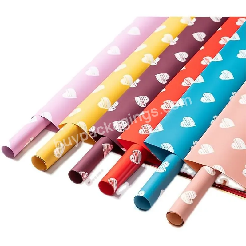 New Valentine's Day Style Heart-shaped Two-color Printing Process Flower Paper Waterproof Bouquet Flower Wrapping Paper