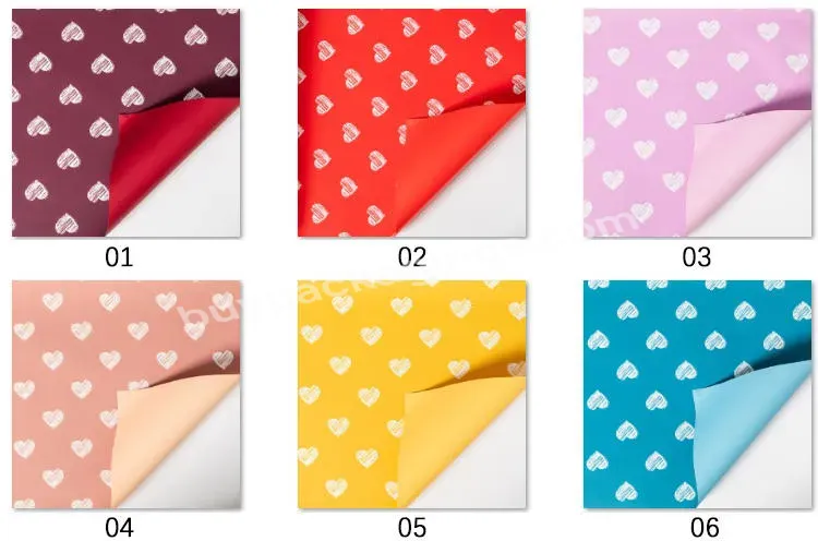 New Valentine's Day Style Heart-shaped Two-color Printing Process Flower Paper Waterproof Bouquet Flower Wrapping Paper