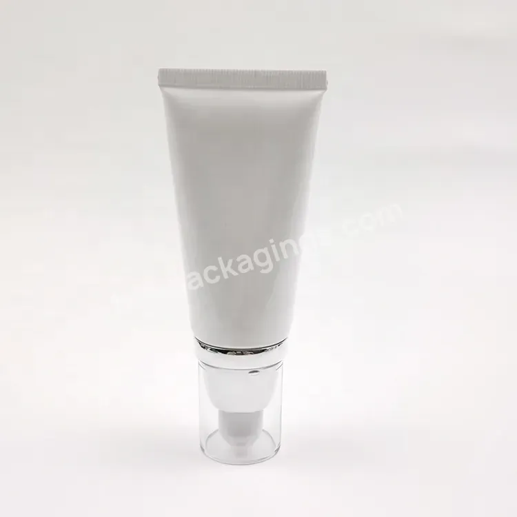 New Version Silver Collar 30ml 1oz Liquid Foundation Bb Cream Sunscreen Empty Squeeze Tube With Pump Dispenser