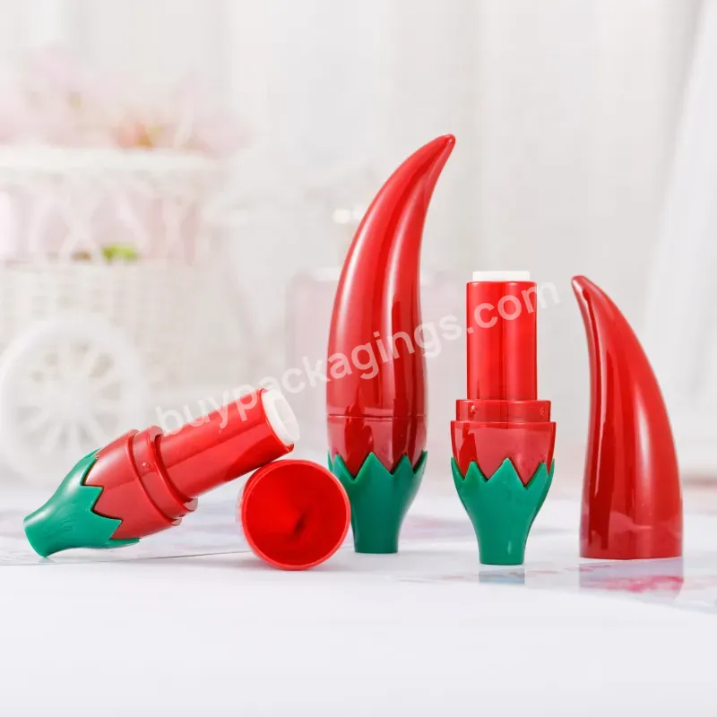 Newest Creative Cute Red Chili Shape Empty Lipstick Tube Container Custom Logo In Stock