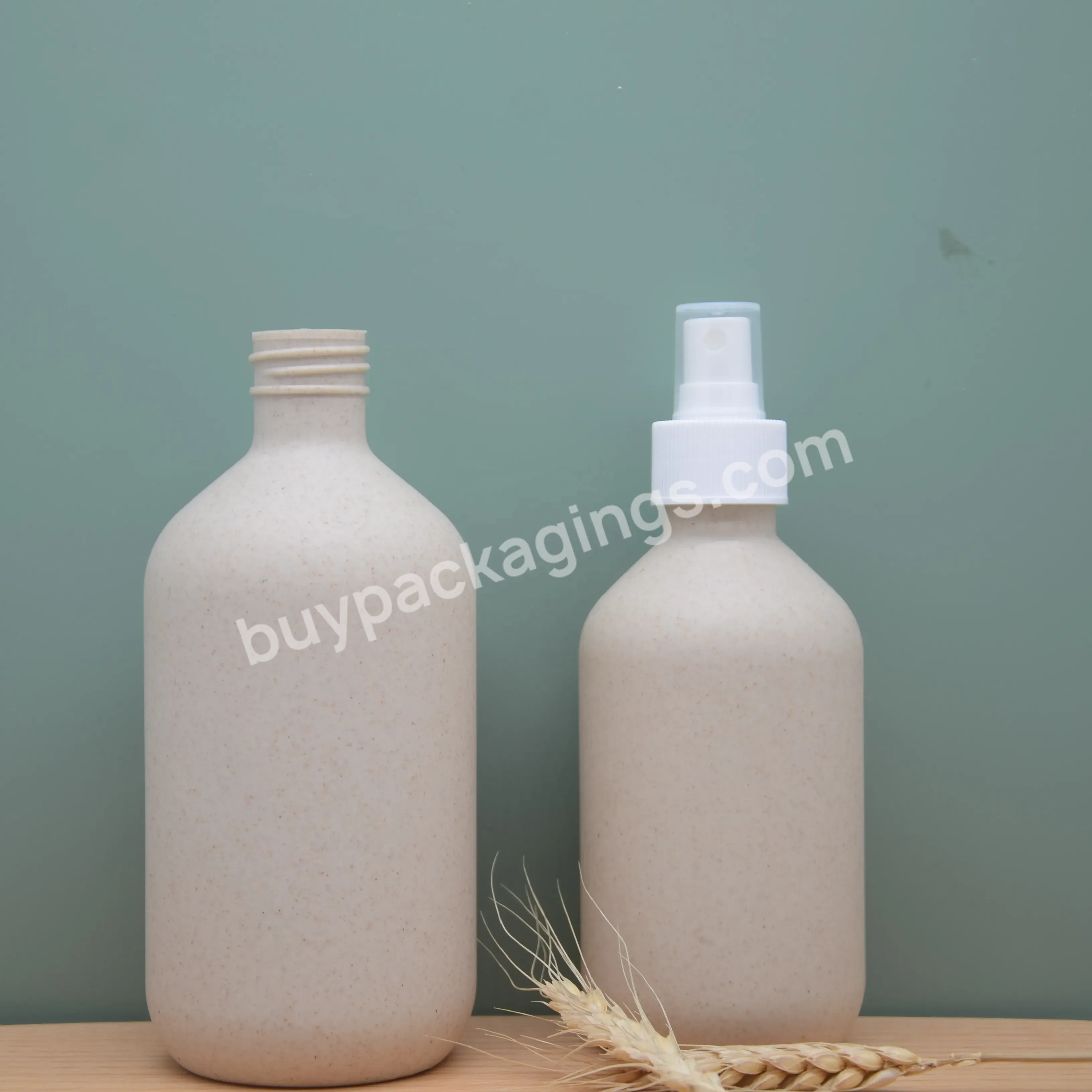 Newest Factory Wholesale Customized Eco-friendly Bioplastic Recyclable Plastic Spray Cosmetics Wheat Straw Pump Shampoo Bottle