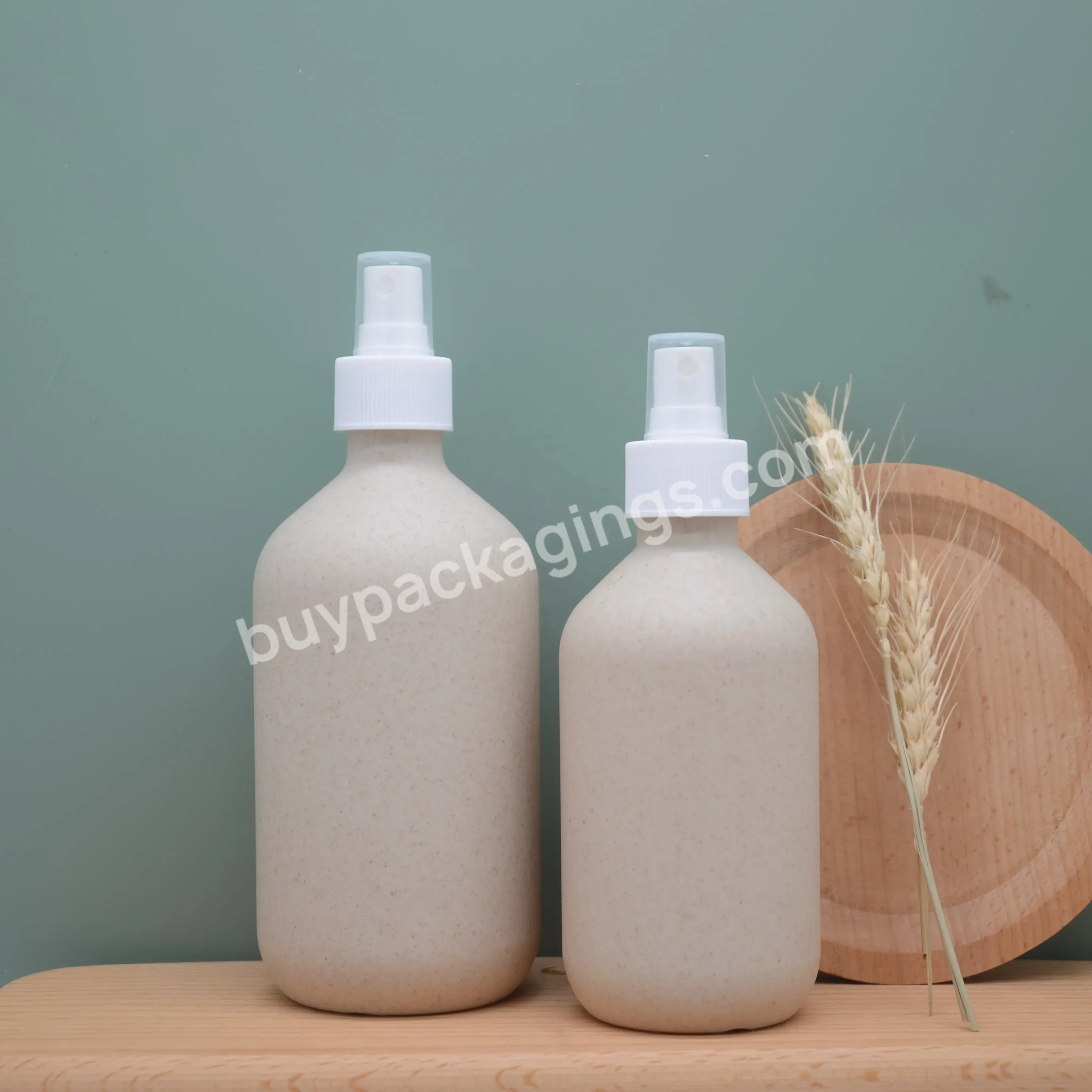 Newest Factory Wholesale Customized Eco-friendly Bioplastic Recyclable Plastic Spray Cosmetics Wheat Straw Pump Shampoo Bottle