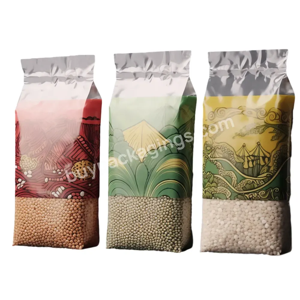 Newest Rice Packaging Bag Storage Leakage Prevention 5kg 10kg 25kg 50kg Rice Bag Stand Up Zip Lock Bag