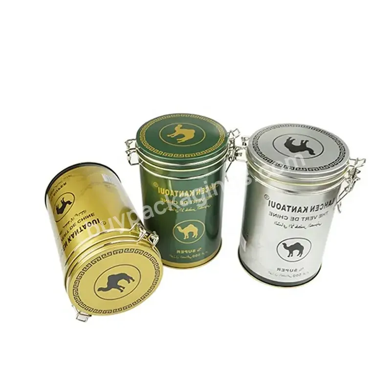 Newly Durable Coffee Packaging Metal Cylinder Tin Can With Lock Colorful Tin Boxes Snack Gold Silver