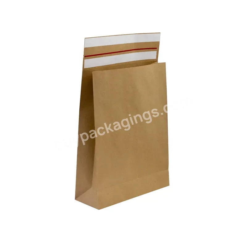 No Plastic Custom Logo Ecommerce Eco Friendly Recyclable Degradable Gusseted Sides Peel Seal Closure Kraft Paper Mailer