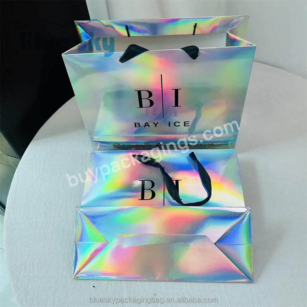 No.1 In Sales Custom Printing Recyclable Holographic Paper Shopping Bag For The Boutique Collection