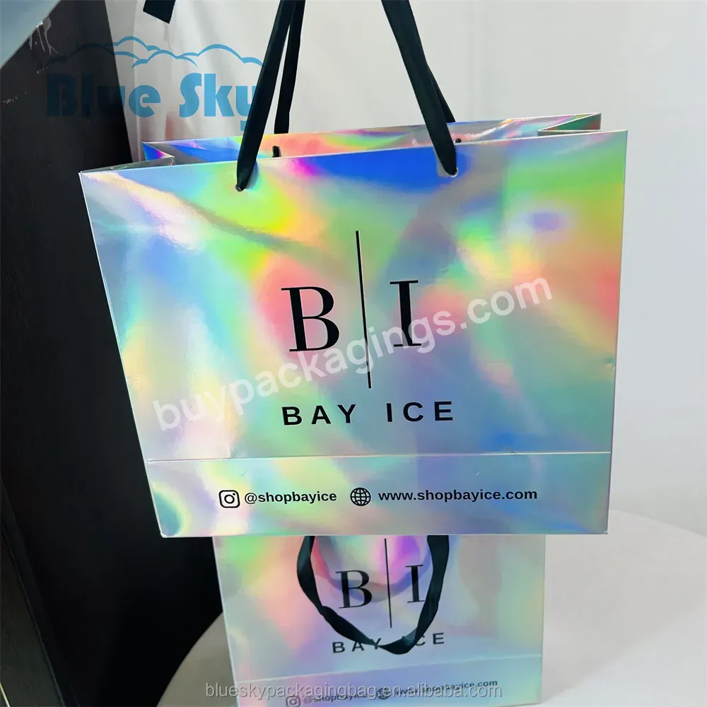 No.1 In Sales Custom Printing Recyclable Holographic Paper Shopping Bag For The Boutique Collection