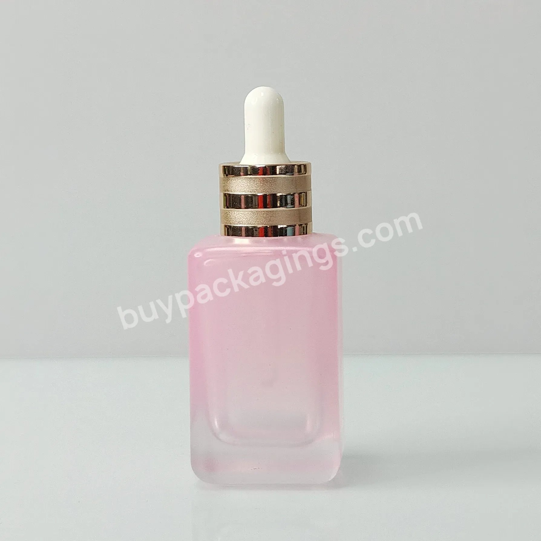 Noble Elegant High Quality Serum Essential Oil Night Repair Custom Logo Forested Pink Square Dropper Bottle