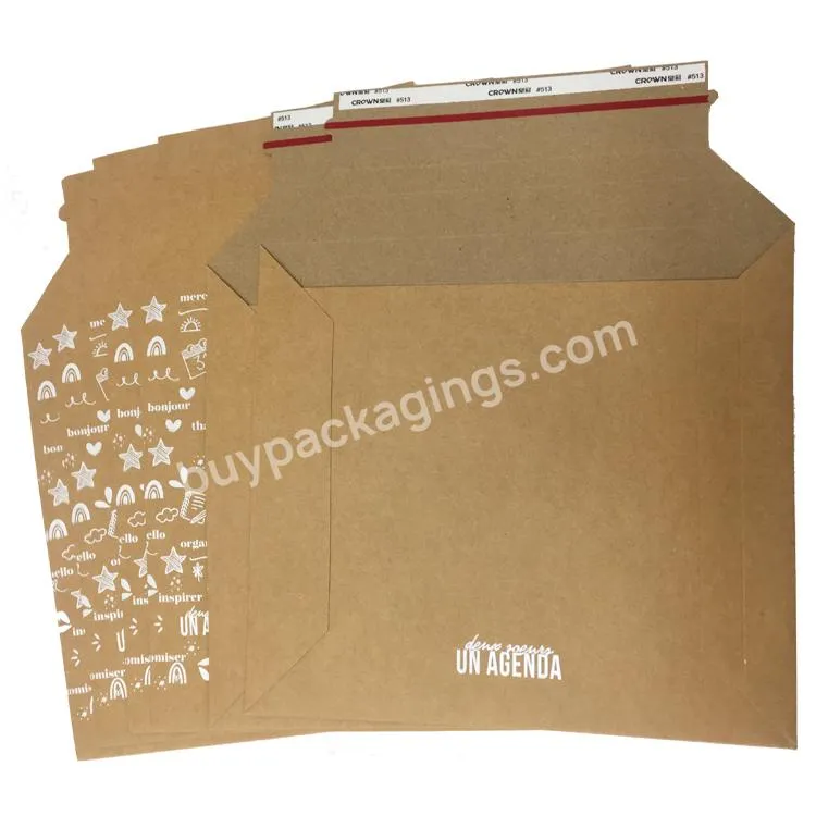 non-bendable stay flat printed custom post product packaging A3 tracking cardboard paper mailer envelopes