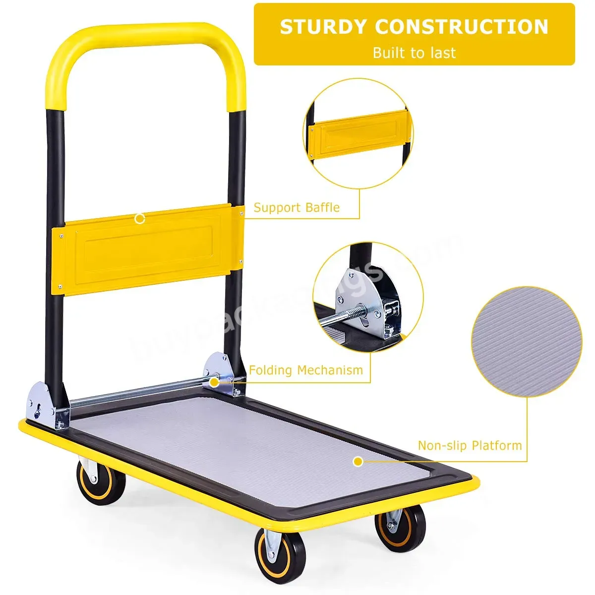 Non-slip Swivel Casters 28*18inches Platform Hand Truck Foldable Push Hand Cart - Buy Hand Truck,Platform Hand Trucks,Foldable Push Hand Cart.