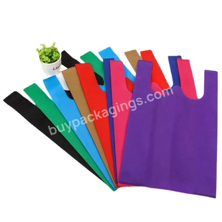 Non Woven Eco Recyclable Supermarket Shopping Spun Bond Bag Packaging Bag Promotional T Shirt Non Woven Vest Bags