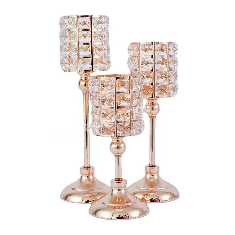 Nordic Gold Candlestick Decorations Wedding Romantic Home Living Room Dining Table Decorations Crystal Candlestick