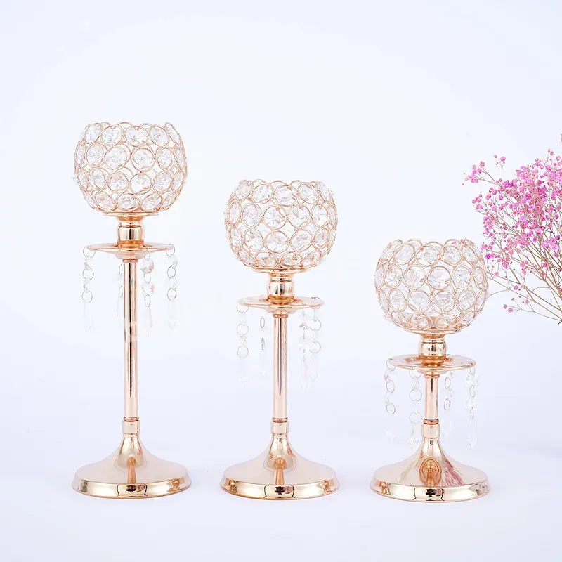 Nordic Gold Candlestick Decorations Wedding Romantic Home Living Room Dining Table Decorations Crystal Candlestick