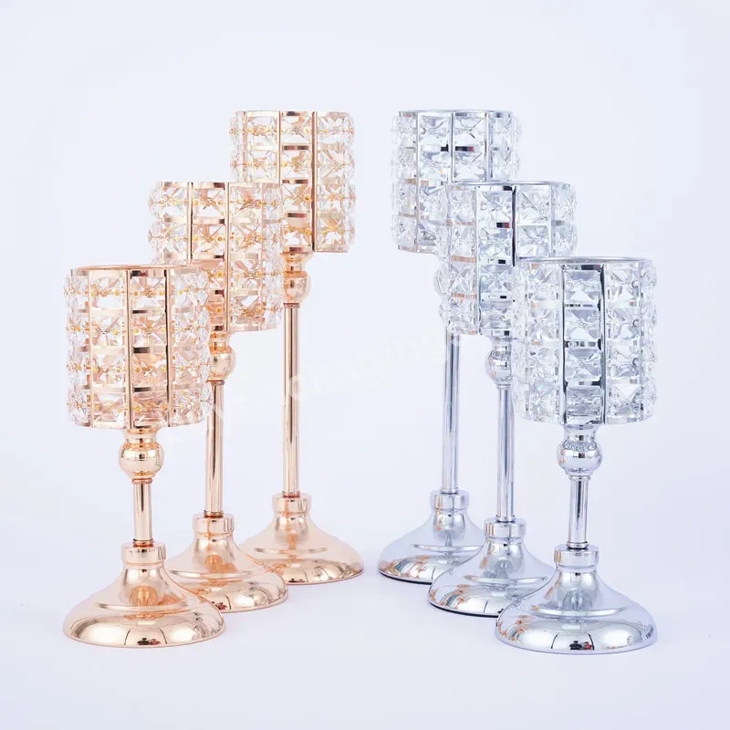 Nordic Gold Candlestick Decorations Wedding Romantic Home Living Room Dining Table Decorations Crystal Candlestick