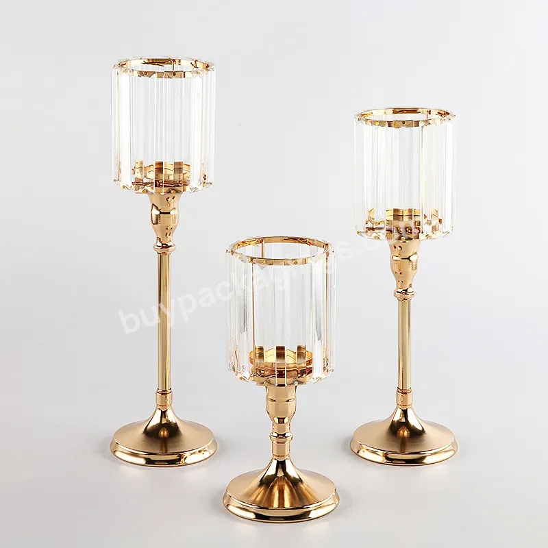 Nordic Gold Candlestick Decorations Wedding Romantic Home Living Room Dining Table Decorations Crystal Candlestick