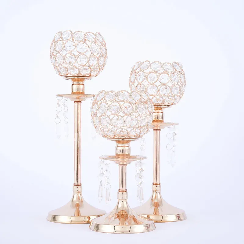 Nordic Gold Candlestick Decorations Wedding Romantic Home Living Room Dining Table Decorations Crystal Candlestick