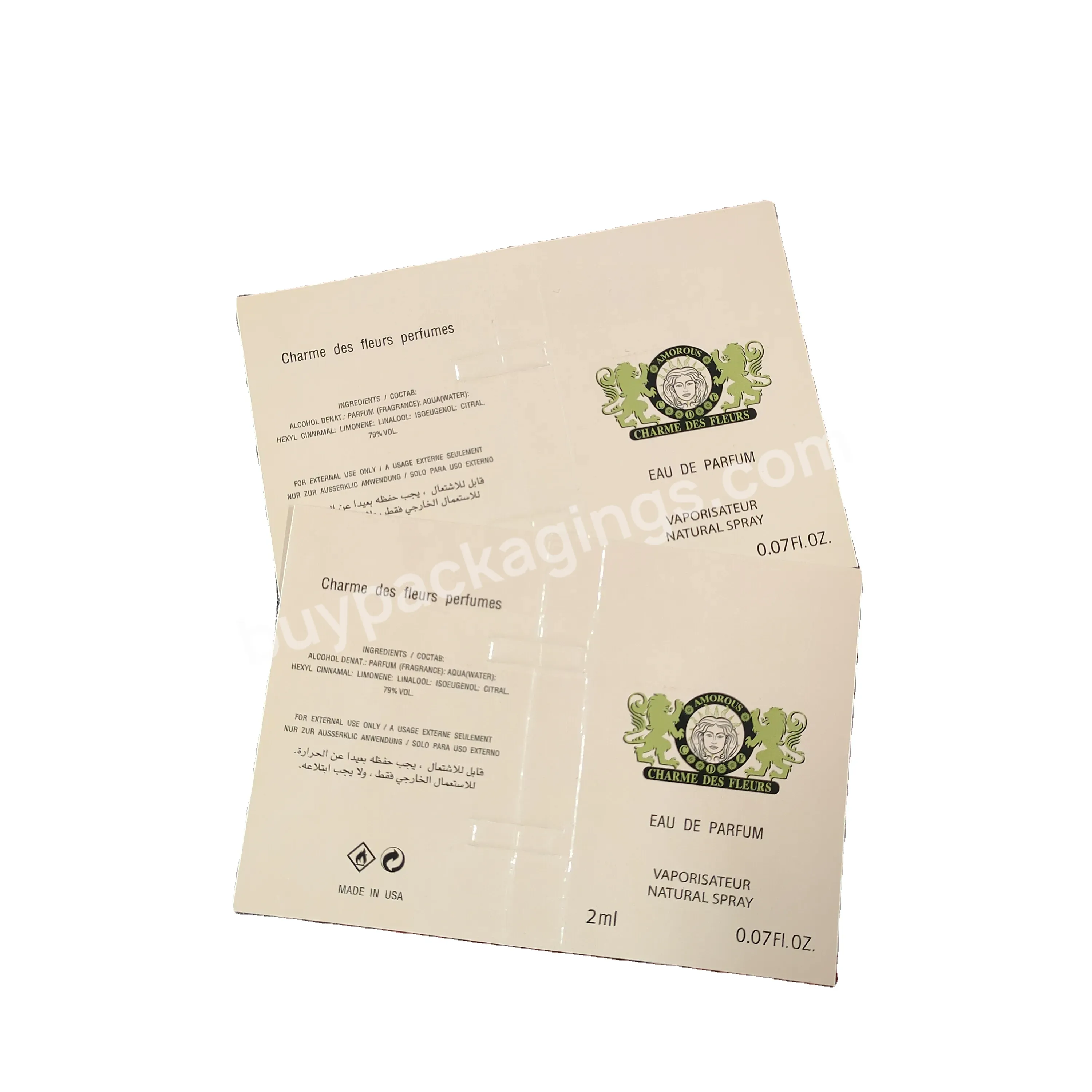 Novel Design Luxury Perfume Sample Cards With Private Logo Business Cards