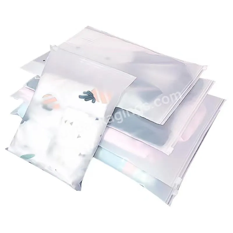 Nylon zipper bags custom logo transparent frosted PE bags clothes underwear packaging bags