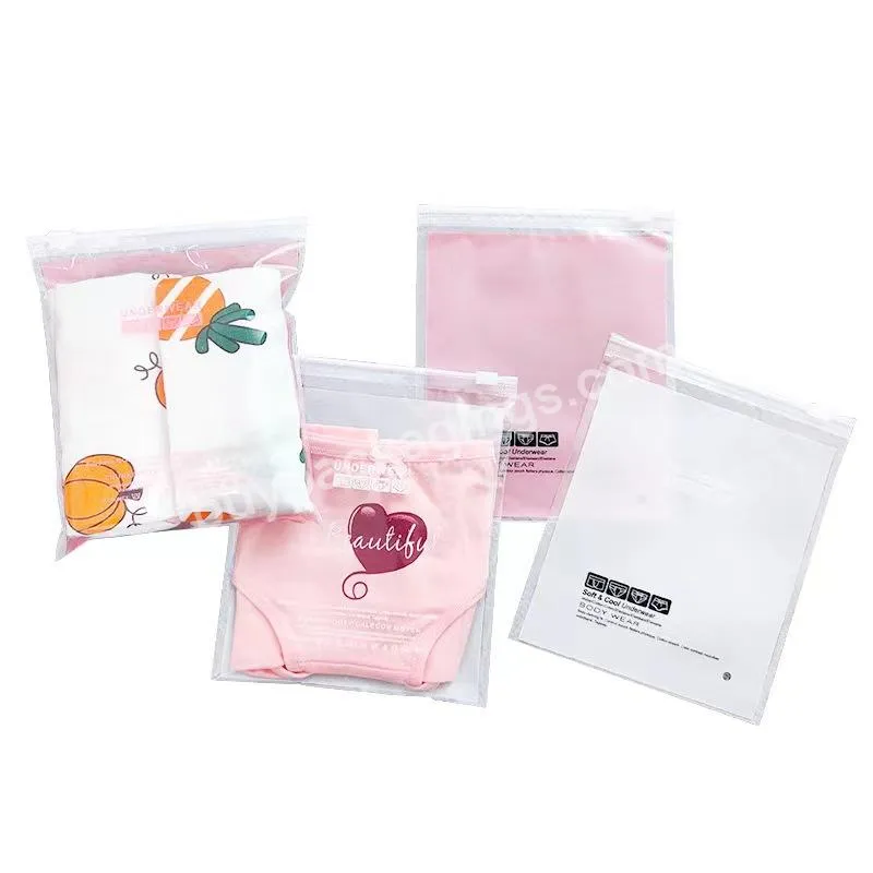 Nylon zipper bags custom logo transparent frosted PE bags clothes underwear packaging bags