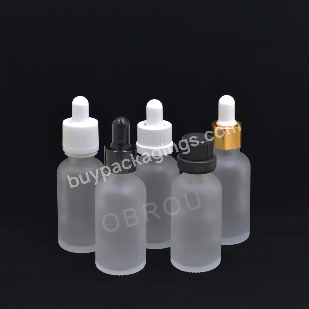 Obrou 10ml 30ml 50ml Frosted Glass Dropper Bottle 1 Oz Liquid Drops Bottle With Selectable Dropper Cap Oil Bottles