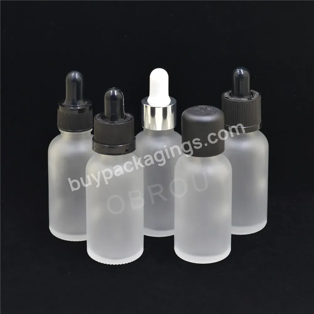 Obrou 10ml 30ml 50ml Frosted Glass Dropper Bottle 1 Oz Liquid Drops Bottle With Selectable Dropper Cap Oil Bottles