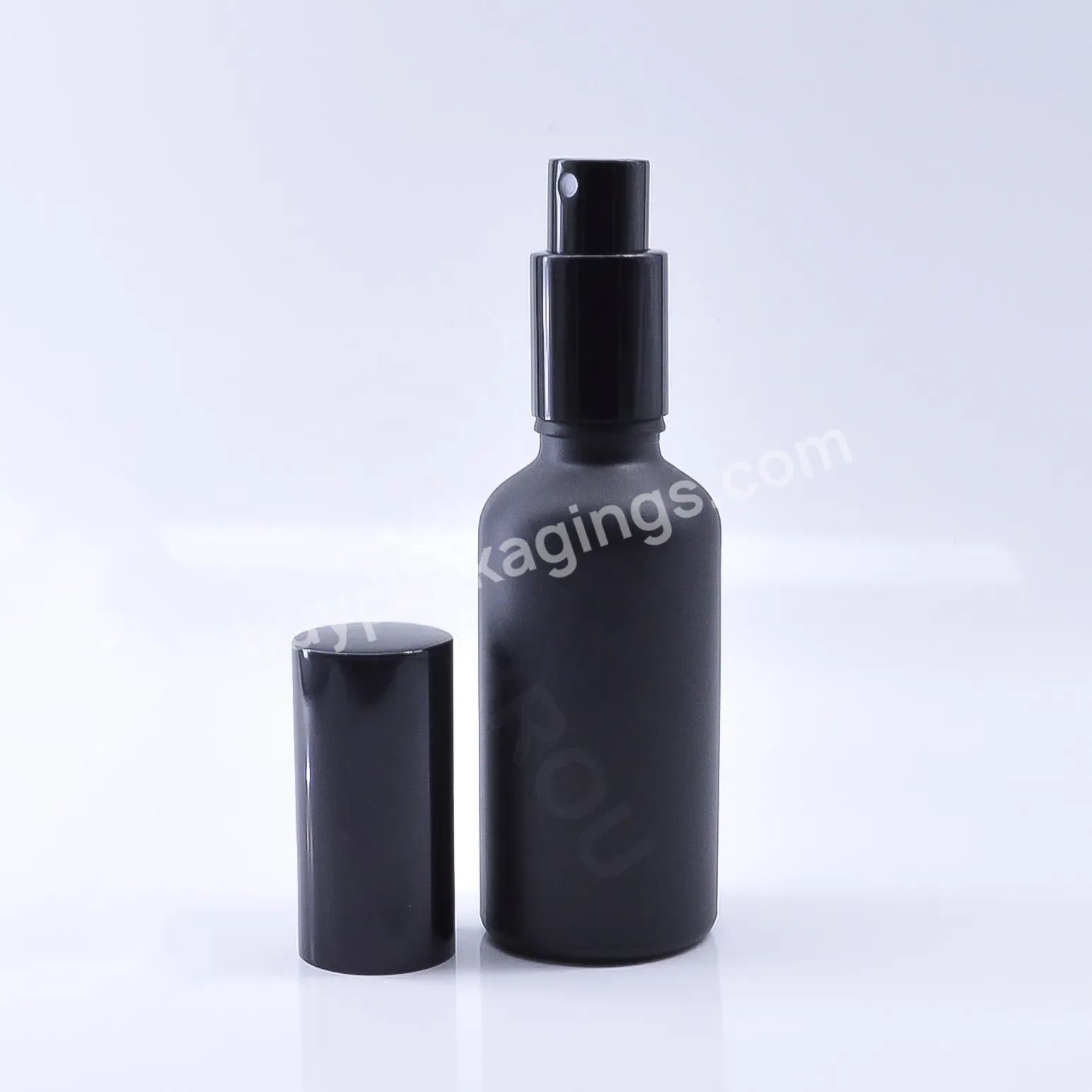 Obrou 3.38oz 100ml Perfume Oil Glass Fine Mist Aluminum Middle Eastern Black Matte Frosted Spray Bottle