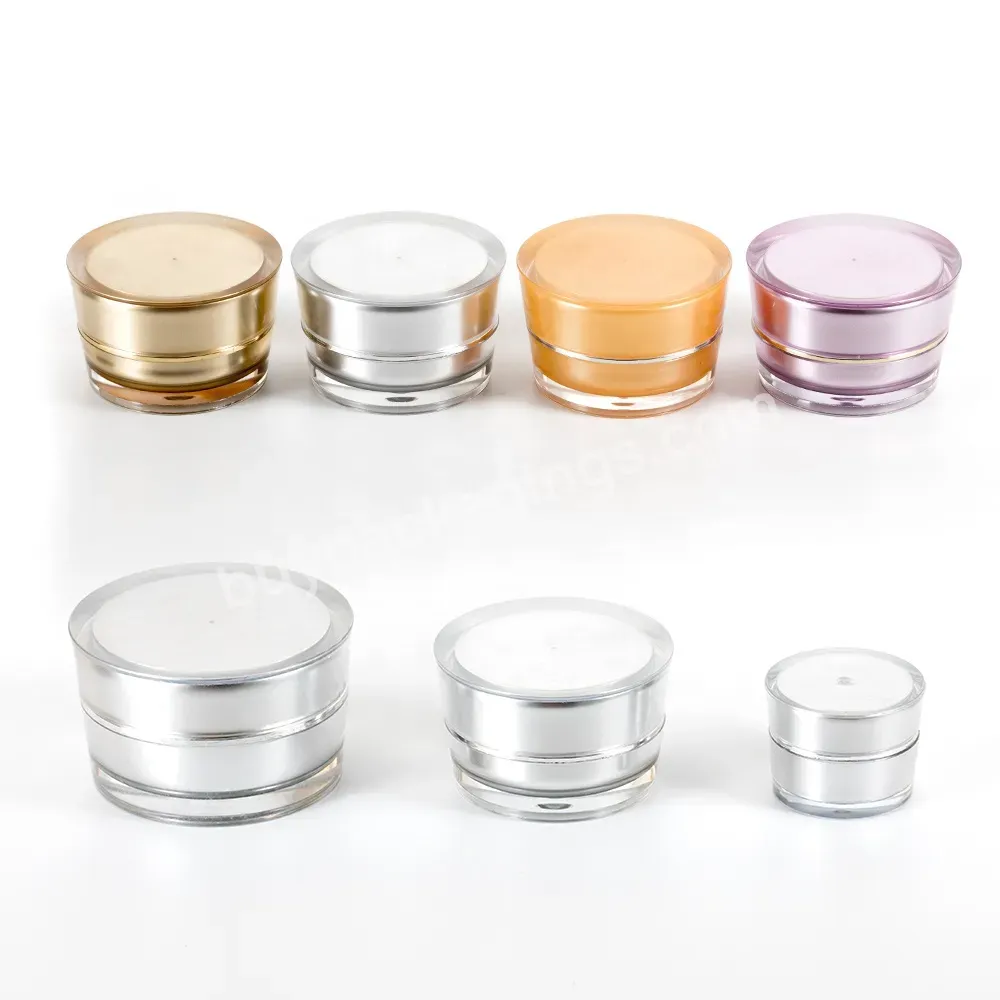 Obrou 5g 10g 25g Round Shape Customize Silver Purple Orange Gold Acrylic Cosmetic Jar Container Empty Face Cream Jars