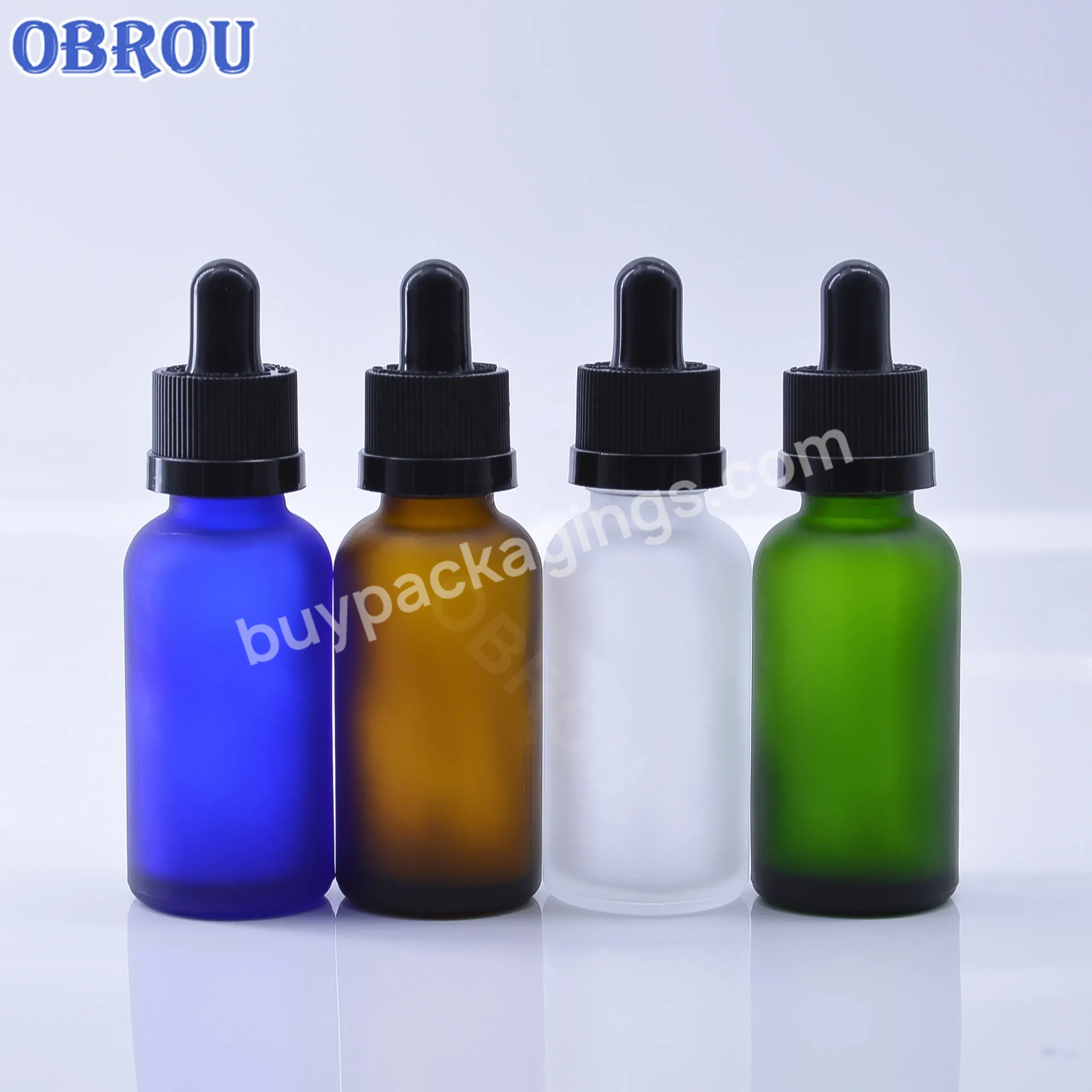 Obrou 5ml 10ml 15ml 20ml 30ml 50ml 100ml Frosted Green Blue Amber Clear Essential Oil Glass Dropper Bottle For Tincture