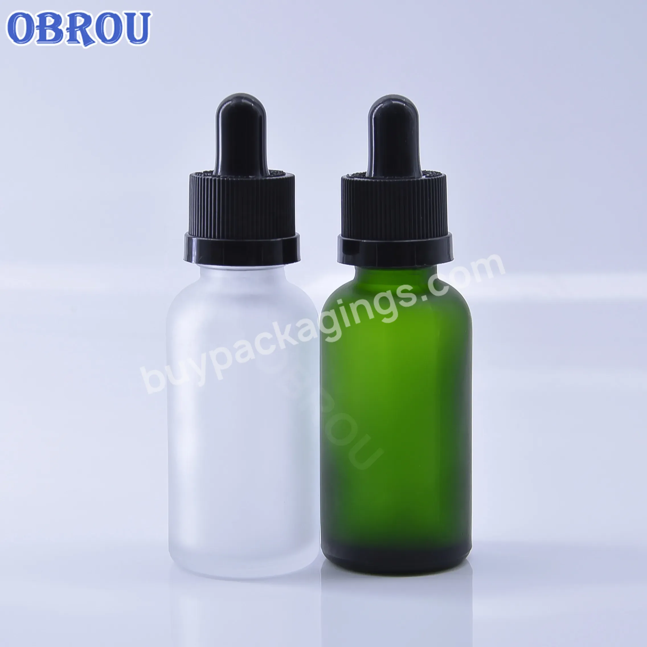 Obrou 5ml 10ml 15ml 20ml 30ml 50ml 100ml Frosted Green Blue Amber Clear Essential Oil Glass Dropper Bottle For Tincture