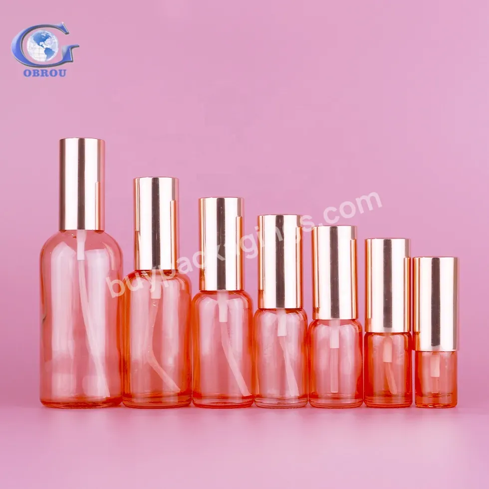 Obrou 5ml 10ml 15ml 20ml 30ml 50ml 100ml Glass Spray Bottles For Cosmetic Frosted Serum Bottle Pink Hair Oil Bottle