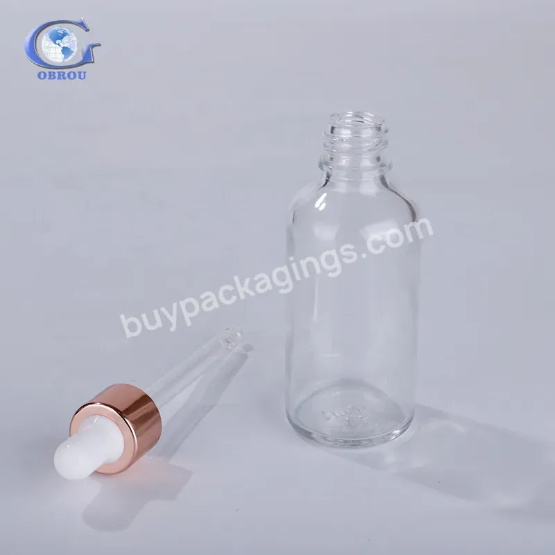 Obrou 5ml 10ml 15ml 20ml 30ml 50ml 100ml Transparent Essential Oil Packaging Facial Serum Glass Dropper Bottle