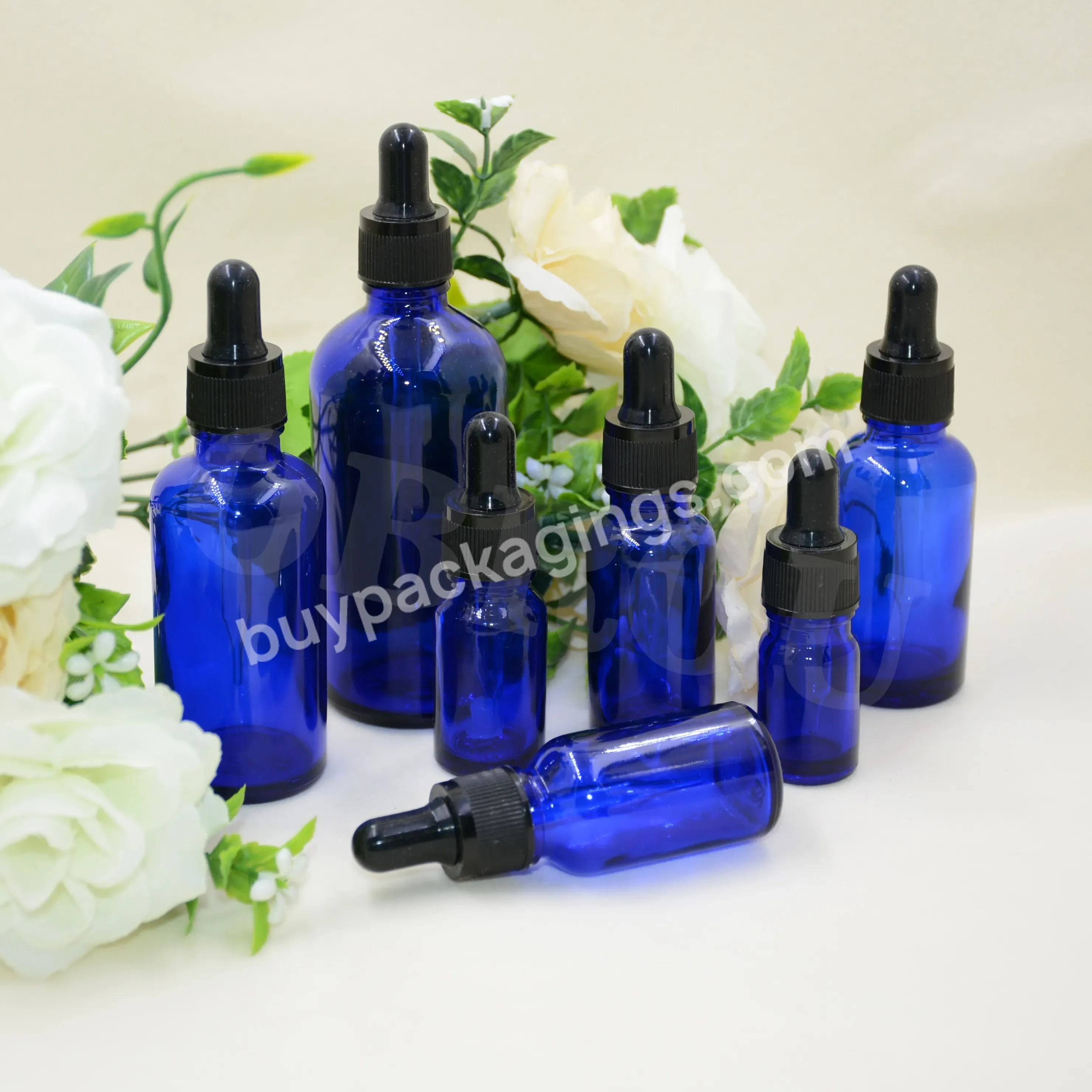 Obrou 5ml 10ml 15ml 20ml 30ml 50ml 60ml 100ml Blue Perfume Essential Oil Serum Glass Dropper Bottle Cosmetic Packing