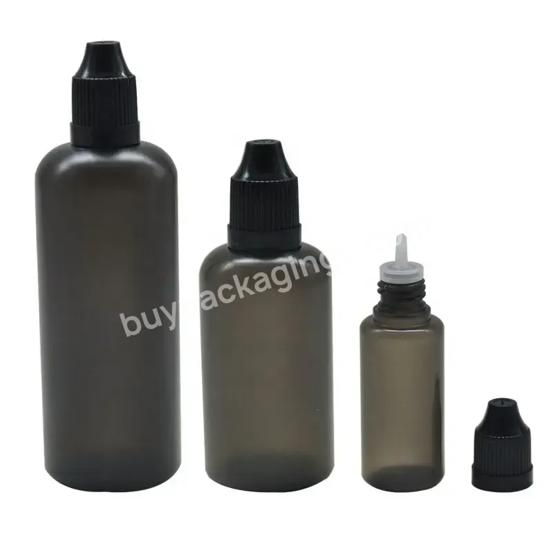 Obrou 5ml 10ml 15ml 30ml Black Pe Plastic Medical Dropper Bottle Essential Oil Bottles With Childproof Cap