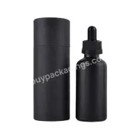 Obrou 5ml Paper Tube 10ml 15ml 20ml 30ml 50ml 100ml Matte Black Essential Oil Serum Glass Dropper Bottle With Bamboo Aluminum Cap